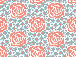 Groovy pattern with abstract rose and daisy flowers Modern naive groovy funky interior decorations, paintings. vector