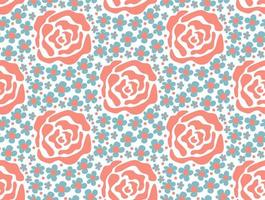 Groovy pattern with abstract rose and daisy flowers Modern naive groovy funky interior decorations, paintings. vector