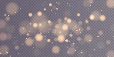 Golden bokeh lights with glowing particles isolated. vector