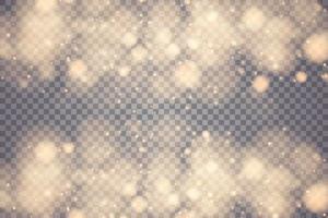 Golden bokeh lights with glowing particles isolated. vector