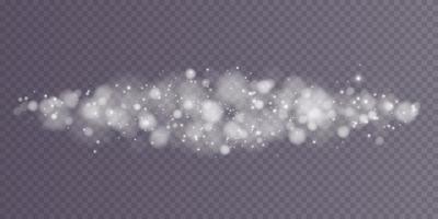 White bokeh lights with glowing particles isolated. vector