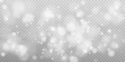 White bokeh lights with glowing particles isolated. vector