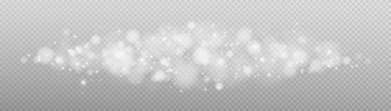 White bokeh lights with glowing particles isolated.