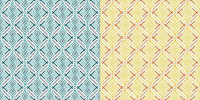 Pattern seamless background vector two tone color blue and yellow. Aztec style.