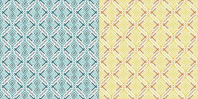 Pattern seamless background vector two tone color blue and yellow. Aztec style.