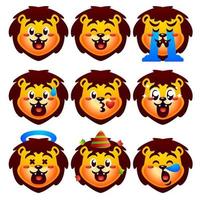 cute lion icon sticker set vector