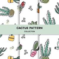 un colección de de colores cactus diseños en blanco antecedentes vector