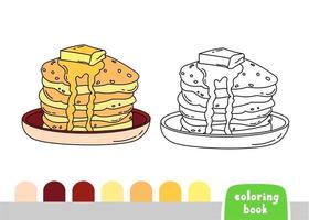 Coloring Book for Kids Pancakes Page for Books Magazines Vector Illustration Template