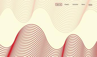 Wavy lines background template for landing page design vector