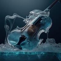 illustration violin made of ice made with photo