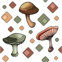 A pattern of wild mushrooms, dots and colours vector