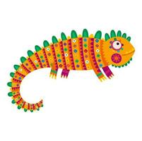 Colorful mexican lizard iguana cartoon character vector