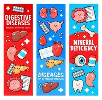 Sick human body organ characters digestive disease vector