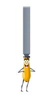 Cartoon file rasp tool character, work instrument vector