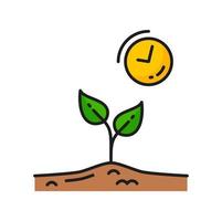 Plant growth time, agriculture color line icon vector