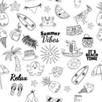 Summer outline pattern cartoon elements flat style vector