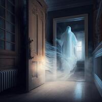 illustration paranormal events in a house made with photo