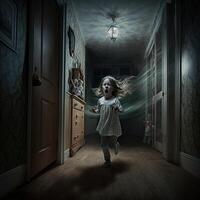 illustration poltergeist in a house made with photo