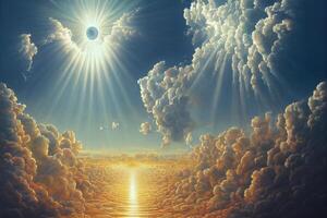 illustration of representation of god in heaven made with photo