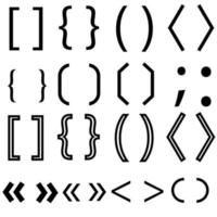 Brackets icon vector set. typography symbols of various shapes. Line with editable stroke.