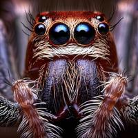 Jumping spiders are small, agile predators known for their impressive jumping ability and striking appearance, with large, intelligent eyes. photo