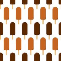 Seamless pattern with ice cream. Eskimo on a stick in chocolate icing. Flat style vector image