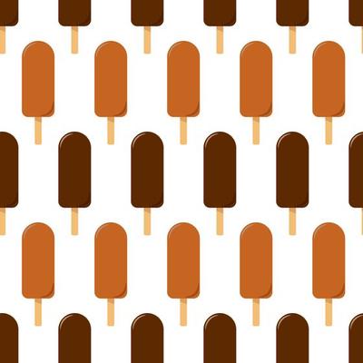 Seamless pattern with ice cream. Eskimo on a stick in chocolate icing. Flat style vector image
