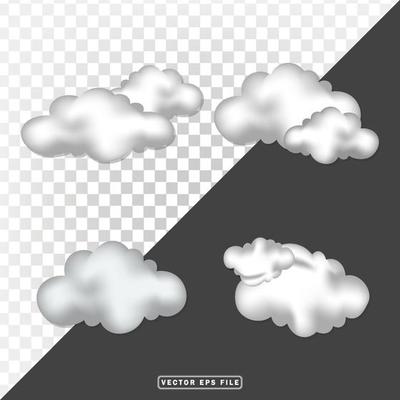 set of polluted clouds cartoon illustration