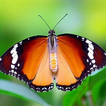 The Plain Tiger Butterfly is a vibrant and widespread species found in tropical and subtropical regions. It features bold orange and black wings and is known for its migratory behavior photo