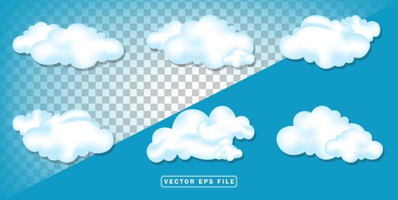 set of clouds cartoon illustration