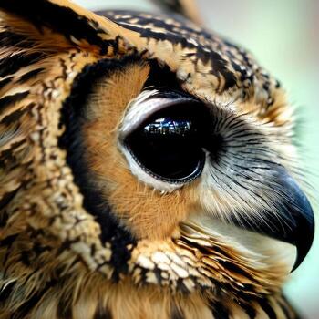 Owls are nocturnal birds of prey known for their sharp talons, keen hearing, and silent flight. They come in many species and sizes, and are revered for their wisdom and mystery. photo