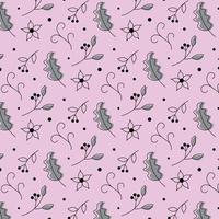 Pink square background with floral pattern, seamless pattern, combination of pink and gray colors vector