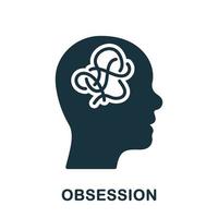 Mental Obsession Silhouette Icon. Depression, Brainstorm, Chaos in Human Head Glyph Pictogram. Person Mind Disorder Solid Sign. Intellectual Process Symbol. Isolated Vector Illustration.