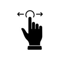 Swipe Gesture, Hand Cursor of Computer Mouse Black Silhouette Icon. Pointer Finger Glyph Pictogram. Click Double Press Touch Point Tap on Cyberspace Website Sign. Isolated Vector Illustration.