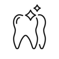 Teeth Shine Line Icon. Dental Veneer. Tooth Medical Care Linear Pictogram. Dental Treatment Sign. Human Ceramic Veneers. Dentistry Outline Symbol. Editable Stroke. Isolated Vector Illustration.