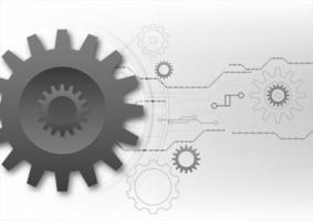 Vector abstract futuristic gear wheels and cogs. Illustration hi-tech, engineering, digital technology concept with light grey color background.