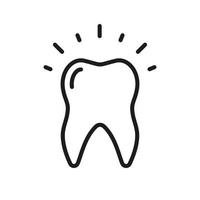 Teeth Whitening Line Icon. Glow Healthy Tooth Linear Pictogram. Shiny Bright Tooth. Dental Hygiene. Dentistry Outline Symbol. Dental Treatment Sign. Editable Stroke. Isolated Vector Illustration.