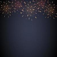 Dark Blue Background with Fireworks Vector Illustration