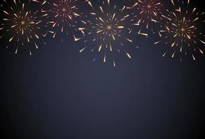 Dark Blue Background with Fireworks Vector Illustration