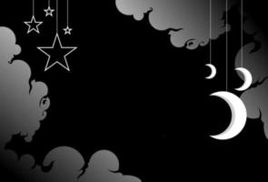 Moon and stars cloud texture on black background vector