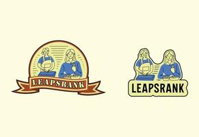 2 leapsrank restaurant logo design vector