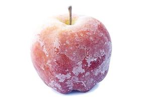 apple covered with frost over white photo