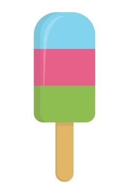 Delicious colorful three-layer ice cream on a white background. Colorful background. Sweet food.