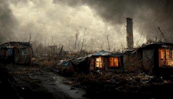 illustration of poverty in a slum photo