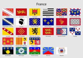Flags of the province of France, All French regions flag collect vector