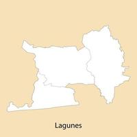 High Quality map of Lagunes is a region of Ivory Coast vector