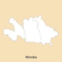 High Quality map of Woroba is a region of Ivory Coast vector