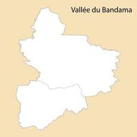 alto calidad mapa de vallee du bandama es un región de Marfil costa vector