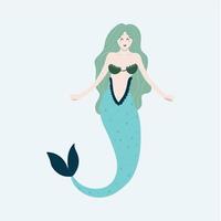 hermosa sirena dibujos animados impresión vector