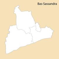 High Quality map of Bas-Sassandra is a region of Ivory Coast vector